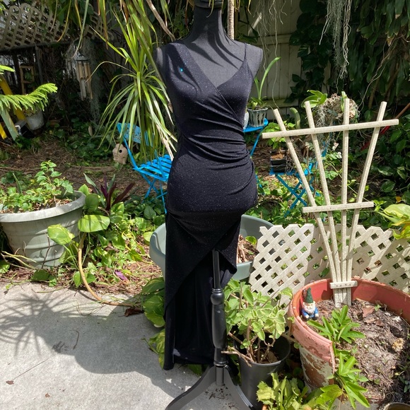Black Bead Dresses & Skirts - Black Bead black glittery asymmetrical party dress